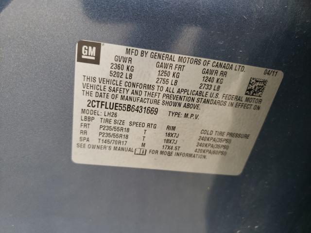 Photo 10 from auction – 2011 GMC TERRAIN SL with VIN 2CTFLUE55B6431669
