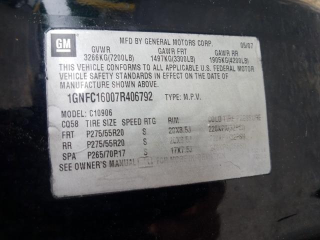 Photo 10 from auction – 2007 CHEVROLET SUBURBAN C with VIN 1GNFC16007R406792