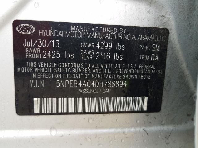 Photo 10 from auction – 2013 HYUNDAI SONATA GLS with VIN 5NPEB4AC4DH786894