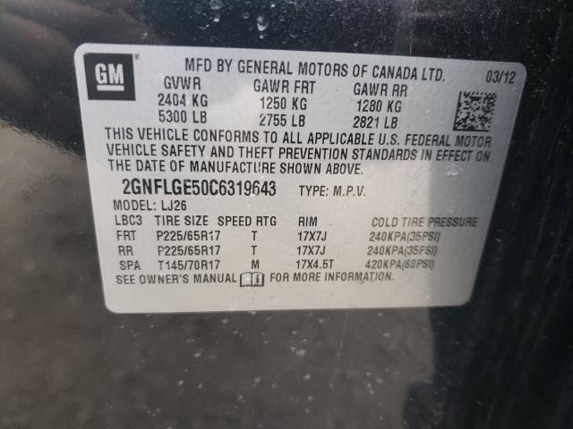 Photo 10 from auction – 2012 CHEVROLET EQUINOX LT with VIN 2GNFLGE50C6319643