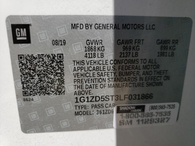 Photo 10 from auction – 2020 CHEVROLET MALIBU LT with VIN 1G1ZD5ST3LF031866