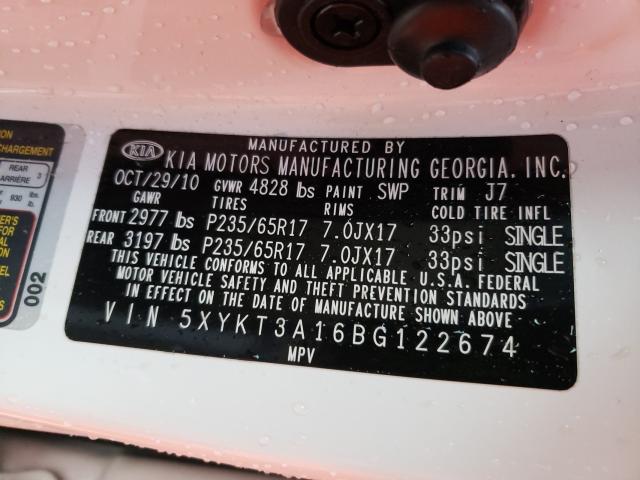 Photo 10 from auction – 2011 KIA SORENTO BA with VIN 5XYKT3A16BG122674