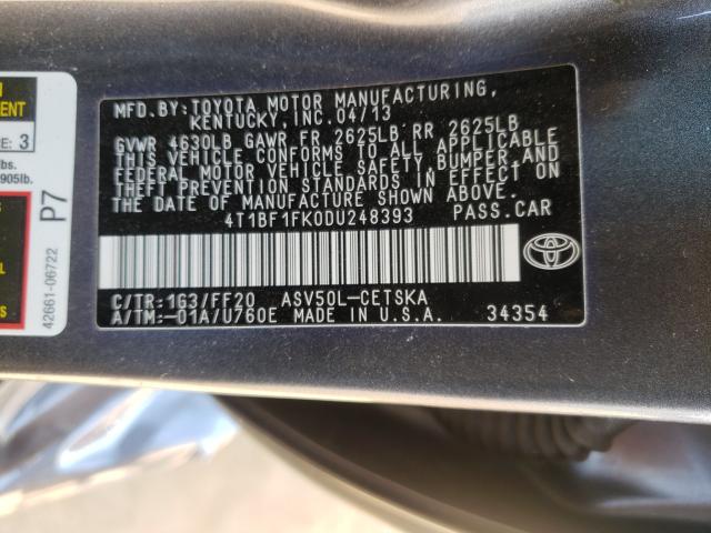 Photo 10 from auction – 2013 TOYOTA CAMRY L with VIN 4T1BF1FK0DU248393