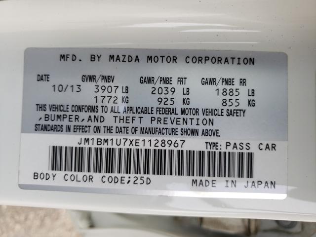 Photo 10 from auction – 2014 MAZDA 3 SPORT with VIN JM1BM1U7XE1128967
