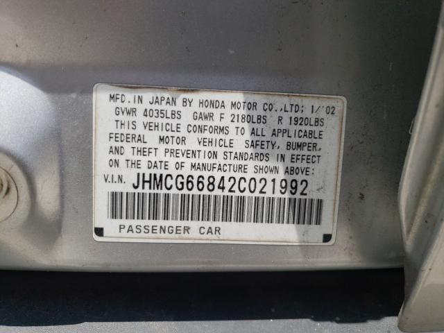 Photo 10 from auction – 2002 HONDA ACCORD EX with VIN JHMCG66842C021992
