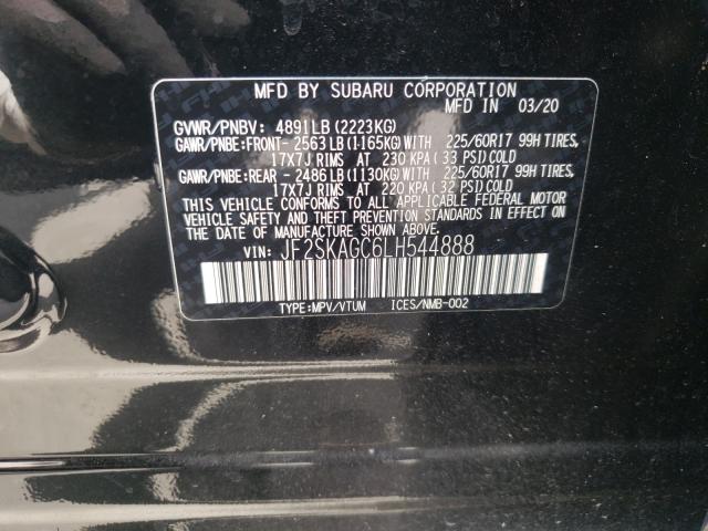 Photo 10 from auction – 2020 SUBARU FORESTER P with VIN JF2SKAGC6LH544888