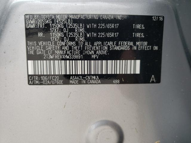 Photo 10 from auction – 2017 TOYOTA RAV4 XLE with VIN 2T3WFREVXHW339891