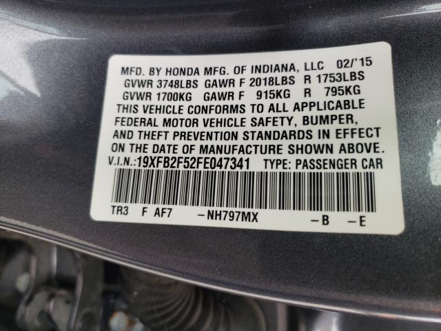 Photo 10 from auction – 2015 HONDA CIVIC LX with VIN 19XFB2F52FE047341