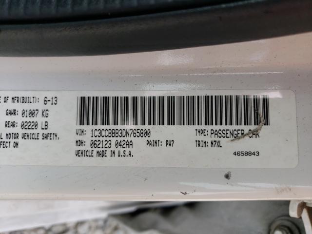 Photo 10 from auction – 2013 CHRYSLER 200 TOURIN with VIN 1C3CCBBB3DN765800