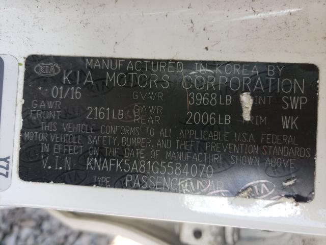 Photo 10 from auction – 2016 KIA FORTE LX with VIN KNAFK5A81G5584070