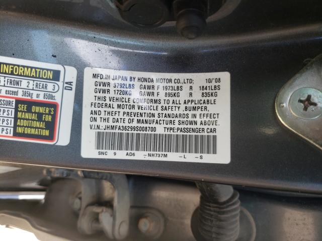 Photo 10 from auction – 2009 HONDA CIVIC HYBR with VIN JHMFA36299S008700