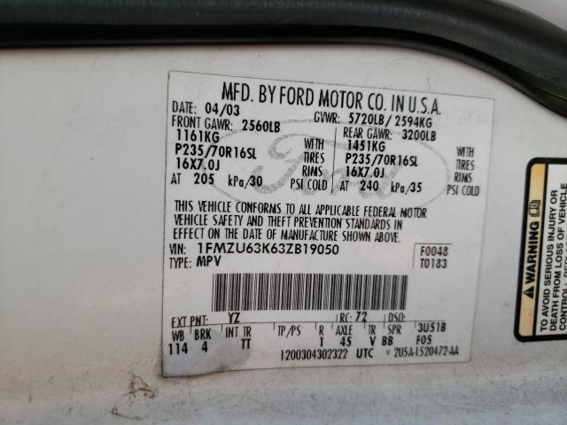 Photo 10 from auction – 2003 FORD EXPLORER X with VIN 1FMZU63K63ZB19050