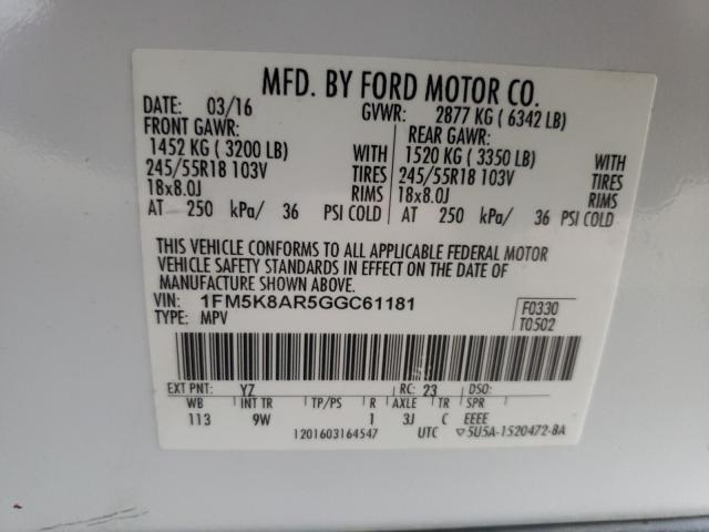 Photo 10 from auction – 2016 FORD EXPLORER P with VIN 1FM5K8AR5GGC61181