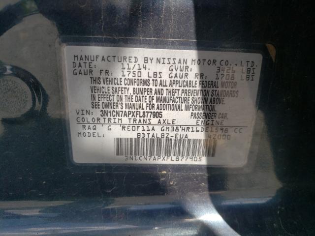 Photo 10 from auction – 2015 NISSAN VERSA S with VIN 3N1CN7APXFL877905