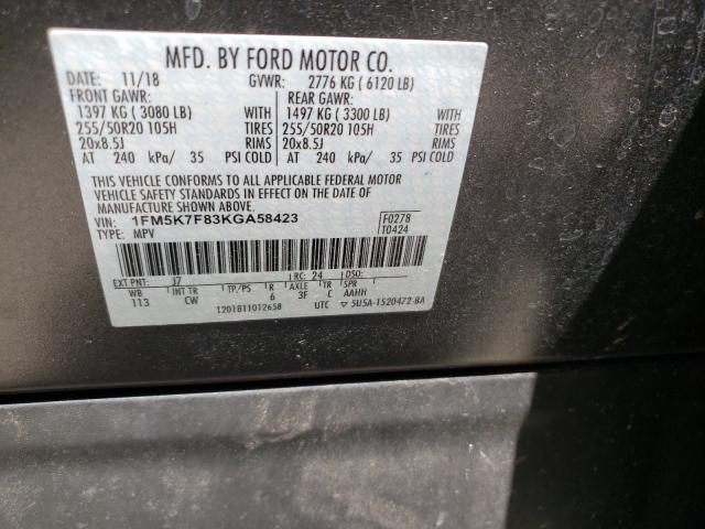 Photo 10 from auction – 2019 FORD EXPLORER L with VIN 1FM5K7F83KGA58423