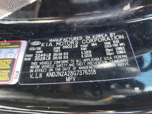 Photo 10 from auction – 2016 KIA SOUL with VIN KNDJN2A28G7376318