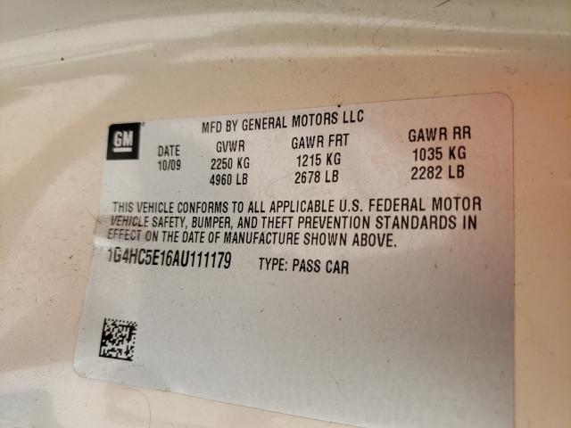 Photo 10 from auction – 2010 BUICK LUCERNE CX with VIN 1G4HC5E16AU111179