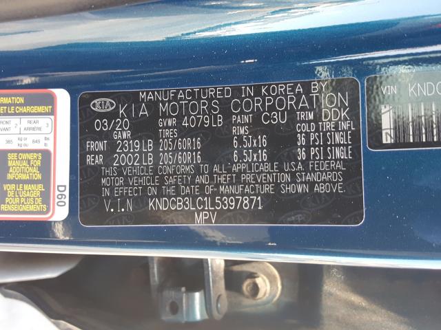 Photo 10 from auction – 2020 KIA NIRO LX with VIN KNDCB3LC1L5397871