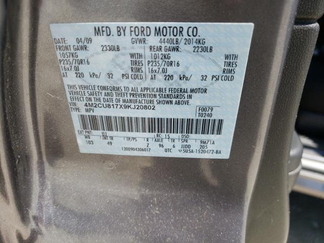 Photo 10 from auction – 2009 MERCURY MARINER with VIN 4M2CU817X9KJ20802