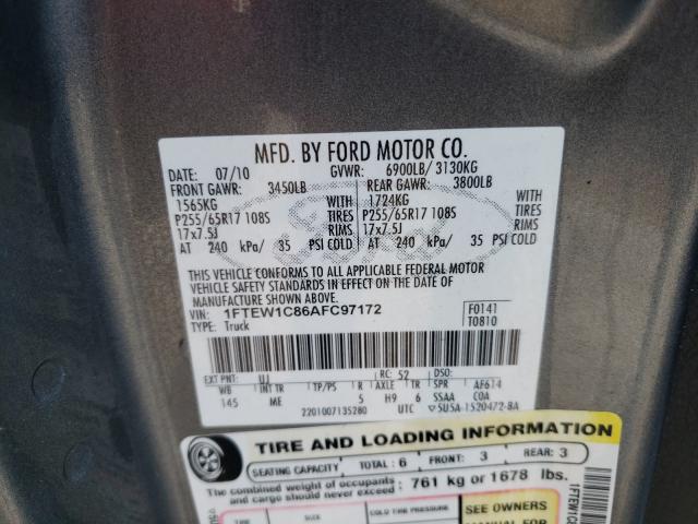 Photo 10 from auction – 2010 FORD F150 SUPER with VIN 1FTEW1C86AFC97172