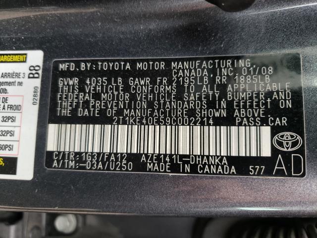 Photo 10 from auction – 2009 TOYOTA COROLLA MA with VIN 2T1KE40E59C002214