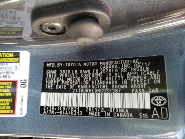 Photo 10 from auction – 2017 TOYOTA COROLLA L with VIN 2T1BURHE0HC937367