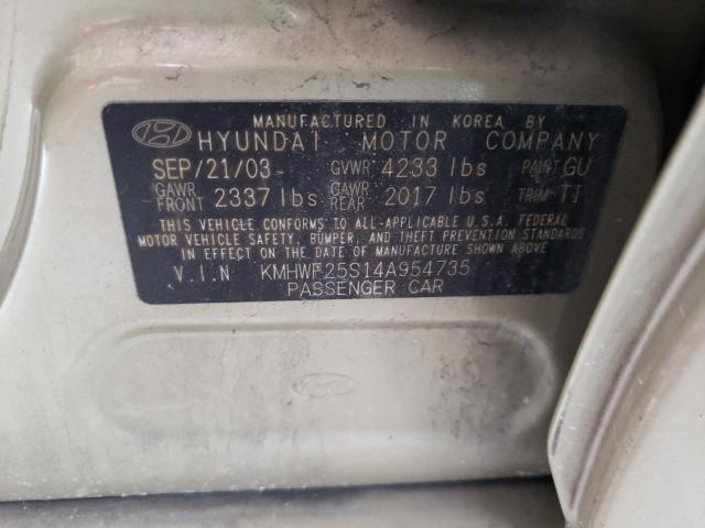 Photo 10 from auction – 2004 HYUNDAI SONATA GL with VIN KMHWF25S14A954735