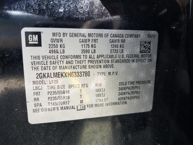 Photo 10 from auction – 2017 GMC TERRAIN SL with VIN 2GKALMEKXH6333780