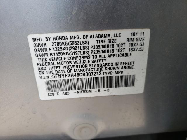 Photo 10 from auction – 2012 HONDA PILOT EX with VIN 5FNYF3H46CB007213