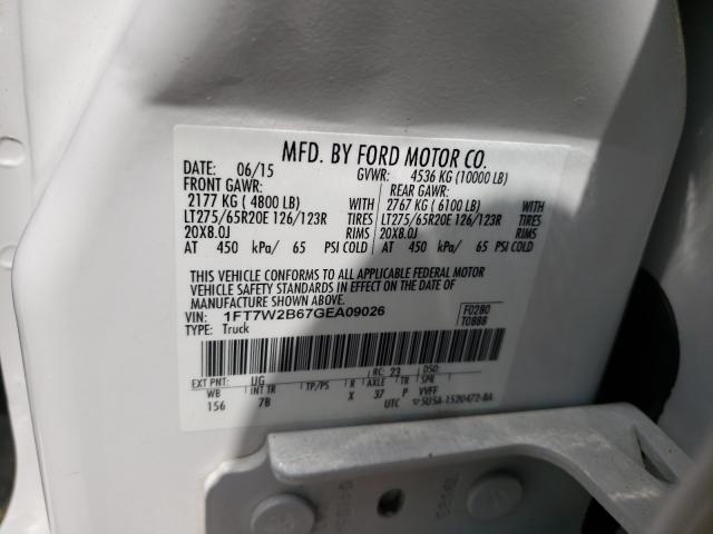 Photo 10 from auction – 2016 FORD F250 SUPER with VIN 1FT7W2B67GEA09026