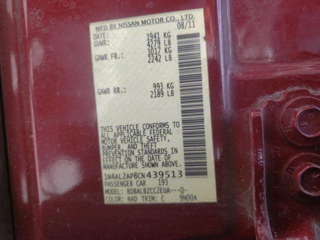 Photo 10 from auction – 2012 NISSAN ALTIMA BAS with VIN 1N4AL2AP8CN439513