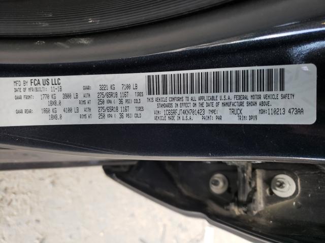 Photo 10 from auction – 2019 RAM 1500 LARAM with VIN 1C6SRFJT4KN701423
