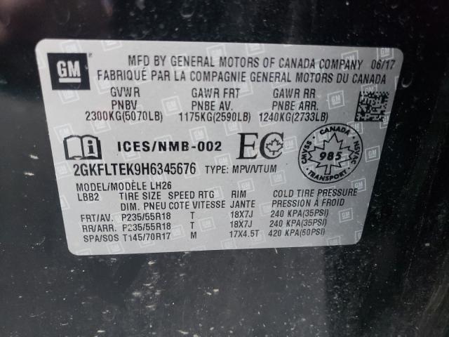 Photo 10 from auction – 2017 GMC TERRAIN SL with VIN 2GKFLTEK9H6345676