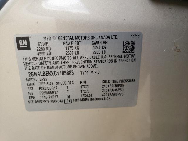 Photo 10 from auction – 2012 CHEVROLET EQUINOX LS with VIN 2GNALBEKXC1185885