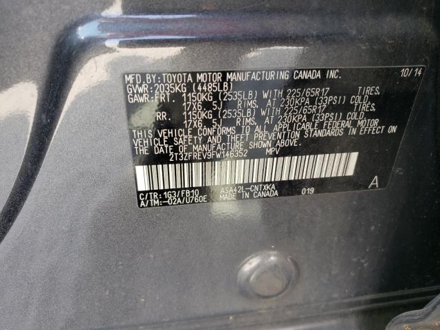 Photo 10 from auction – 2015 TOYOTA RAV4 LE with VIN 2T3ZFREV9FW146352