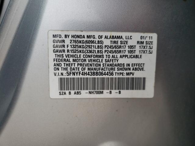 Photo 10 from auction – 2011 HONDA PILOT EX with VIN 5FNYF4H43BB064456