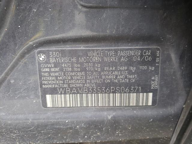 Photo 10 from auction – 2006 BMW 330 I with VIN WBAVB33536PS06371