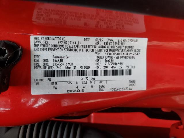 Photo 10 from auction – 2016 FORD FOCUS SE with VIN 1FADP3K2XGL217647