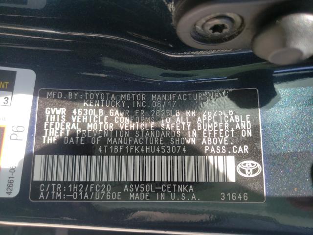 Photo 10 from auction – 2017 TOYOTA CAMRY LE with VIN 4T1BF1FK4HU453074