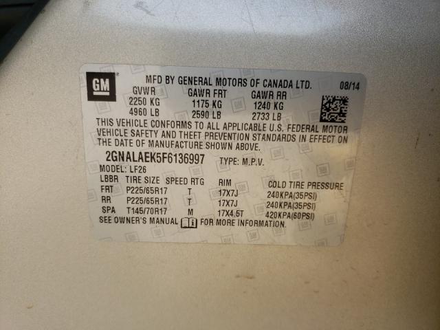 Photo 10 from auction – 2015 CHEVROLET EQUINOX LS with VIN 2GNALAEK5F6136997