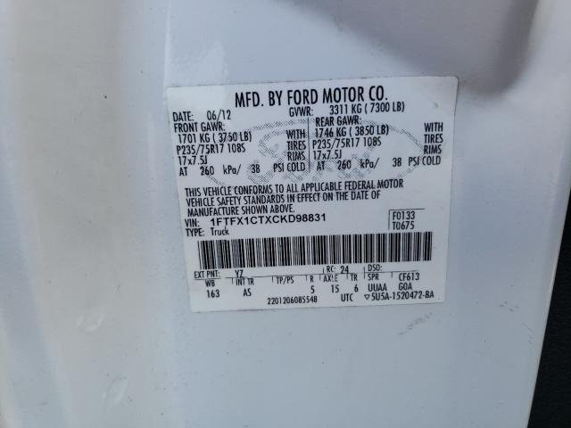 Photo 10 from auction – 2012 FORD F150 SUPER with VIN 1FTFX1CTXCKD98831