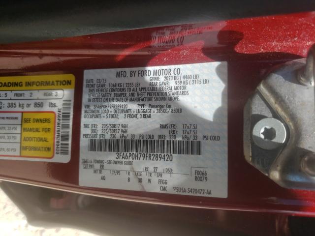 Photo 10 from auction – 2015 FORD FUSION with VIN 3FA6P0H79FR289420
