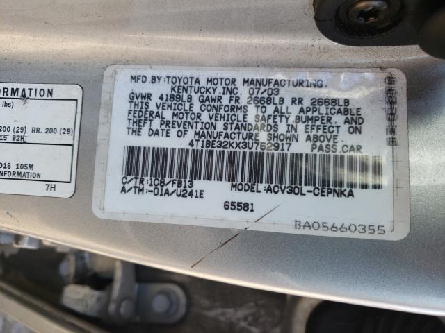 Photo 10 from auction – 2003 TOYOTA CAMRY LE with VIN 4T1BE32KX3U762917