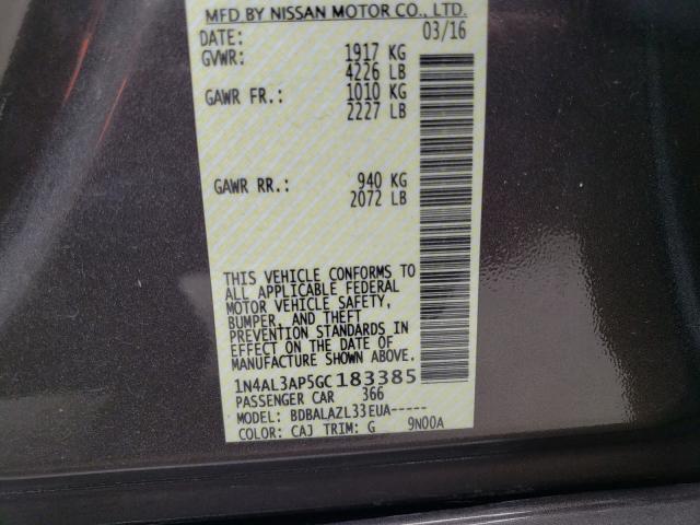 Photo 10 from auction – 2016 NISSAN ALTIMA 2.5 with VIN 1N4AL3AP5GC183385