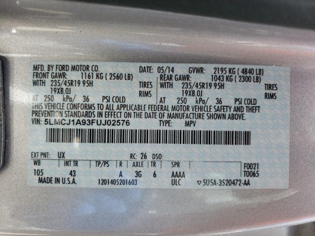Photo 10 from auction – 2015 LINCOLN MKC with VIN 5LMCJ1A93FUJ02576
