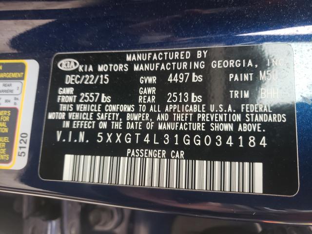 Photo 10 from auction – 2016 KIA OPTIMA LX with VIN 5XXGT4L31GG034184