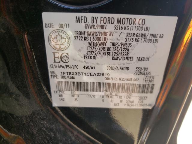Photo 10 from auction – 2012 FORD F350 SUPER with VIN 1FT8X3BT1CEA22619