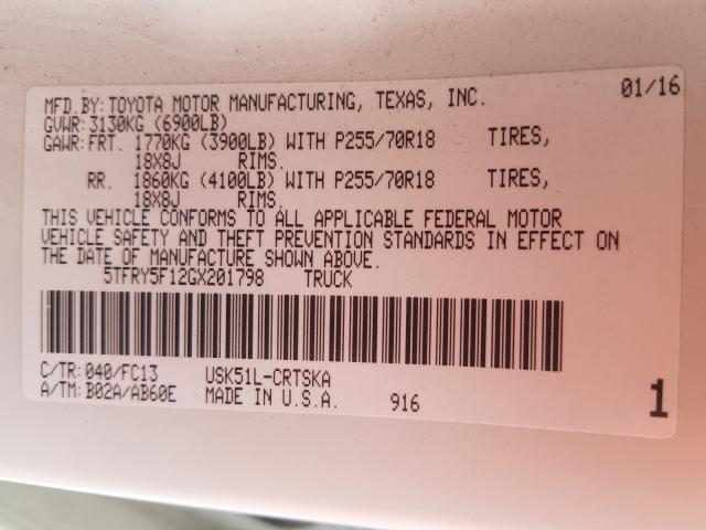 Photo 10 from auction – 2016 TOYOTA TUNDRA DOU with VIN 5TFRY5F12GX201798