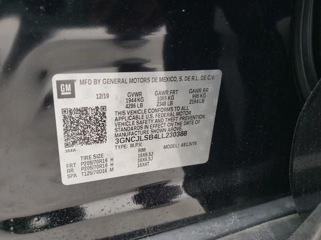 Photo 10 from auction – 2020 CHEVROLET TRAX 1LT with VIN 3GNCJLSB4LL230388