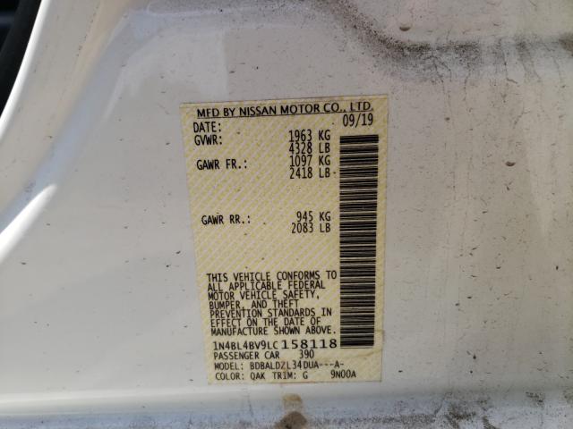 Photo 10 from auction – 2020 NISSAN ALTIMA S with VIN 1N4BL4BV9LC158118